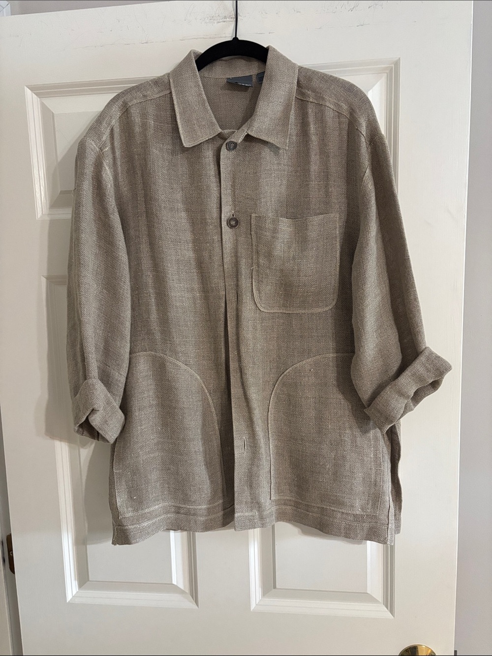 Vintage LizWear Lightweight Relaxed Shirt Jacket in Taupe-Cream